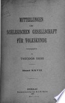 Mitteilungen der Schlesischen Gesellschaft für Volkskunde cover