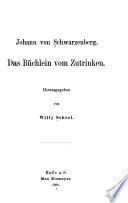 Johann von Schwarzenberg, Das büchlein vom zutrinken cover