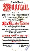 Neu-Eröffnetes Magazin, Bestend In einer Versammlung allerhand raren Künsten und besonderen Wissenschaften Durch welche Alle Arten der Künstler sehr grossen Nitzen schaffen können cover