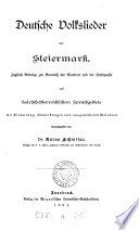 Deutsche Volkslieder aus Steiermark, herausg. von A. Schlossar cover