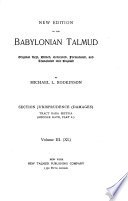 New Edition of the Babylonian Talmud: Section Jurisprudence (Damages), tract Baba Metzia (Middle gate) cover