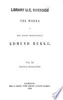 The Works of the Right Honourable Edmund Burke cover