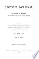 Novitates Zoologicae cover